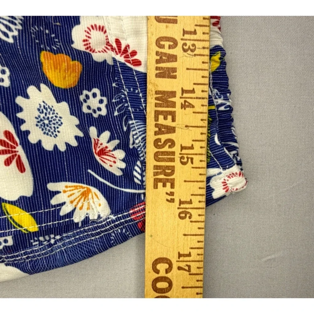 Johnnie-O Floral Swim Trunks Mens Medium Blue Board Shorts Drawstring Beach